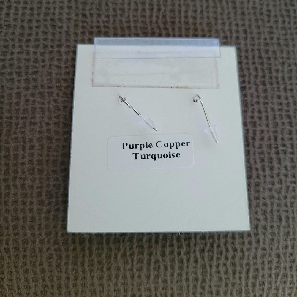 Shivam Square Shaped Purple💜 Copper Turquoise With Gold💛 Veins Earrings - Picture 9 of 16